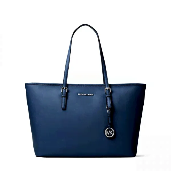 Кожаная Сумка MICHAEL KORS с длинными ручками Jet Set Travel Синяя